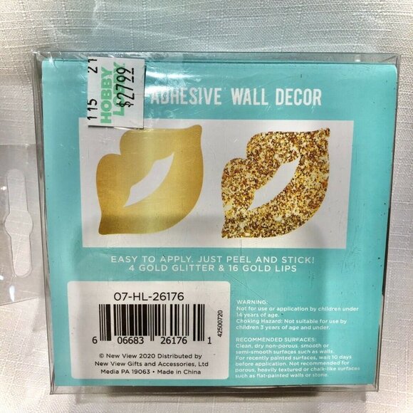 Gold Lips Mirrors Self-Adhesive Blue Moon Studio Wall Home Décor 20 pieces  New! - Picture 2 of 7